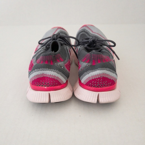 Nike Free Flynit 5.0 Running Athletic Shoes | Grey and Pink | Woman’s size 7.5 - Picture 5 of 8